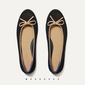 Rothy's Black and Tan Ballet Flats with Bow Accents